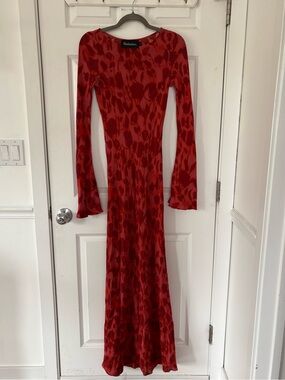 Realisation Par Red Floral Long-Sleeve Maxi Dress